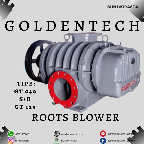 Root Blower Goldentech Type GT 040 Power 1.5 KW High Pressure Pump