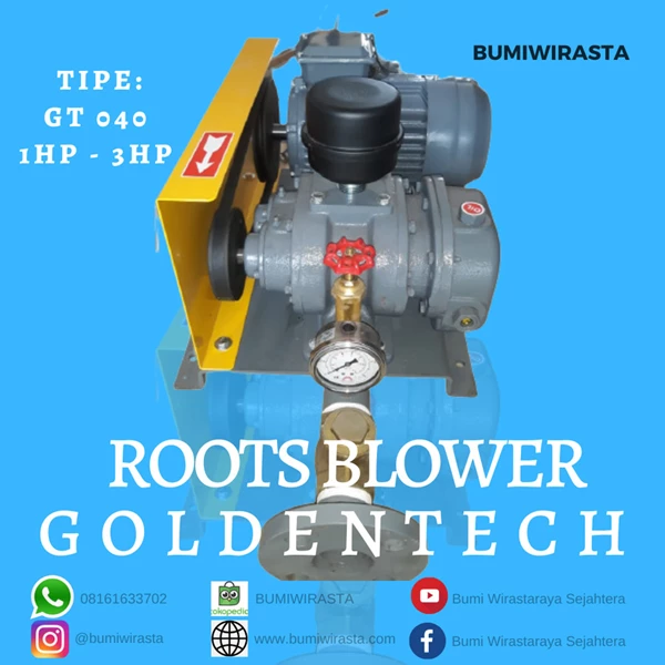 Root Blower Goldentech Type GT 040 Power 1.5 KW High Pressure Pump